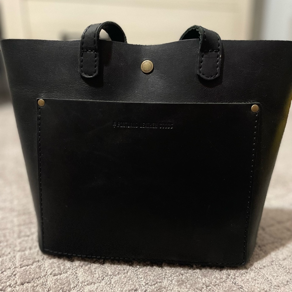 Portland Leather Goods Mini Crossbody Tote Black
